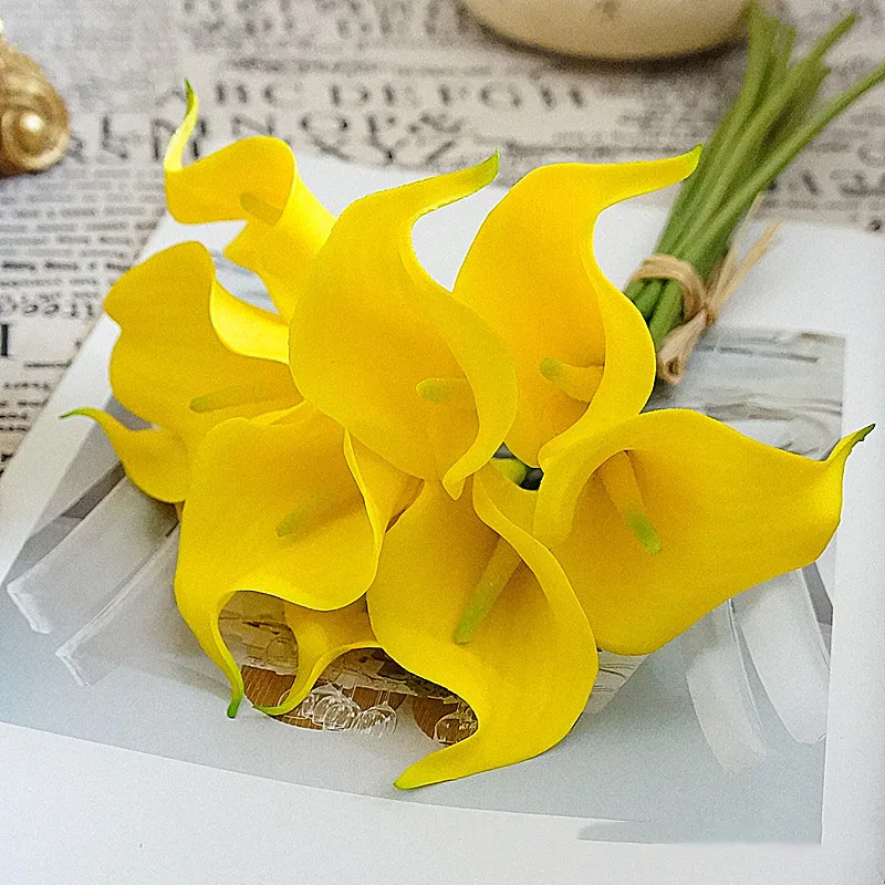 9-teiliges Set Künstliche Mini-Kallalilien aus Latex, Kunstblumen, Brautstrauß, DIY Hochzeitsblumenwand, Hintergrund, Heimdekoration – Detail 18