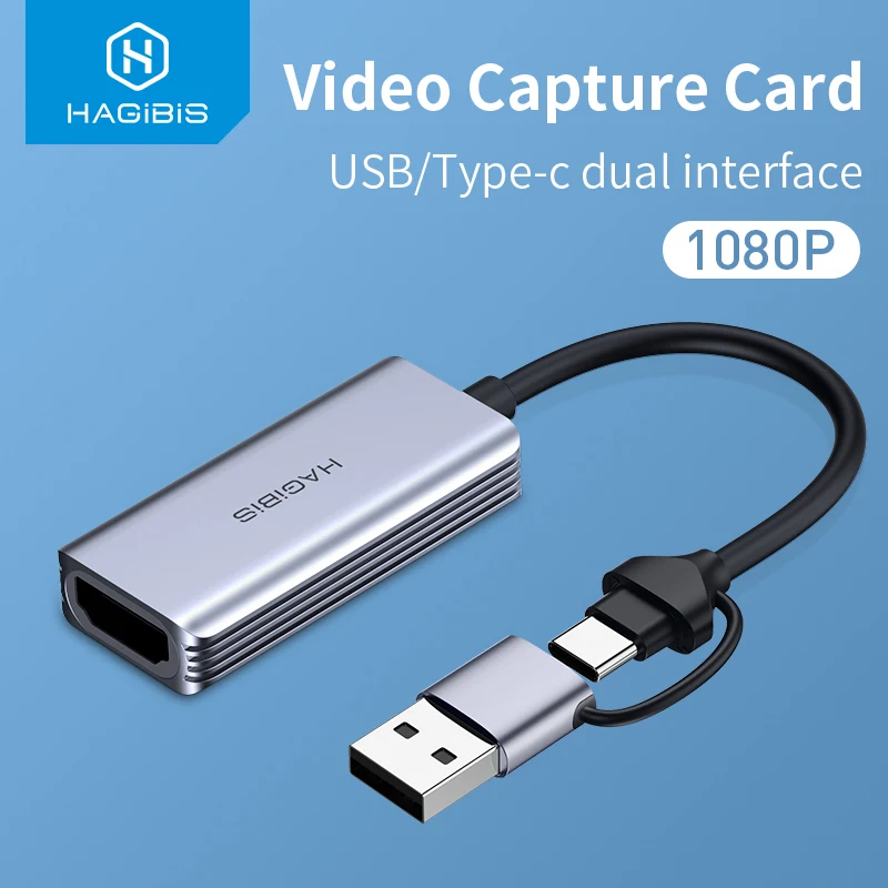 Hagibis-HDMI-Compatível com USB 3.0 Type-C Video Capture Card, Interface dupla, Video Game Grabber, Gravar para PS5, Switch, Live Camera