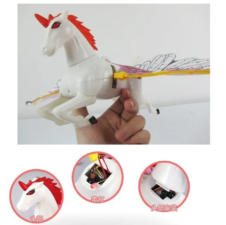 Electric Animal Power-driven Fly Horse Suspension Wire Femto Eyes Will Be Bright Voice With Lamp Music Battery Operated 2021