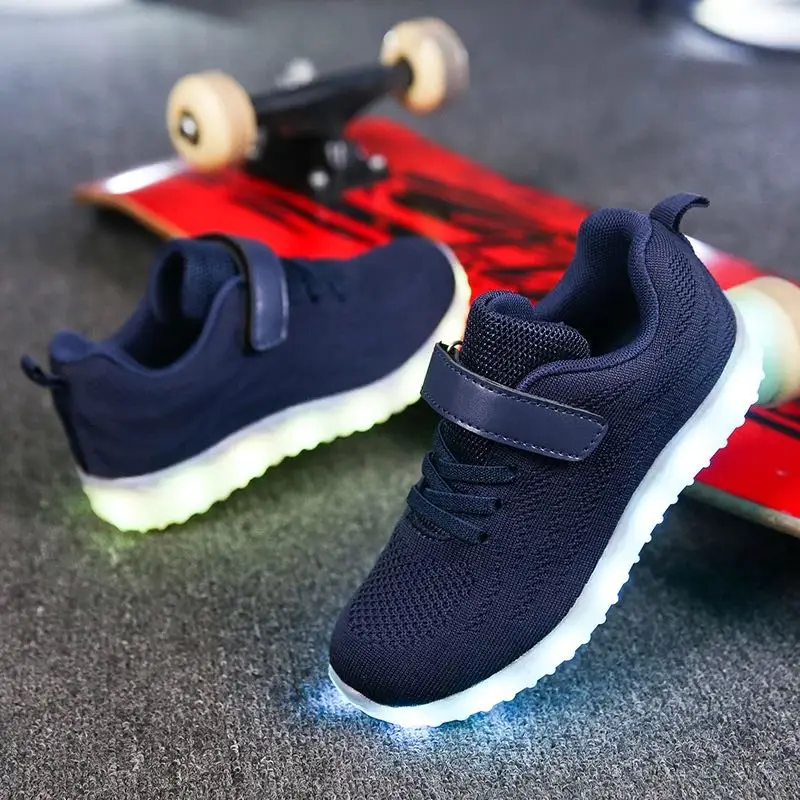 Uncle Jerry Child Summer Shoes light up shoes for Boys and Girls LED Sneakers USB Rechargeable Breathable Children Casual Shoes