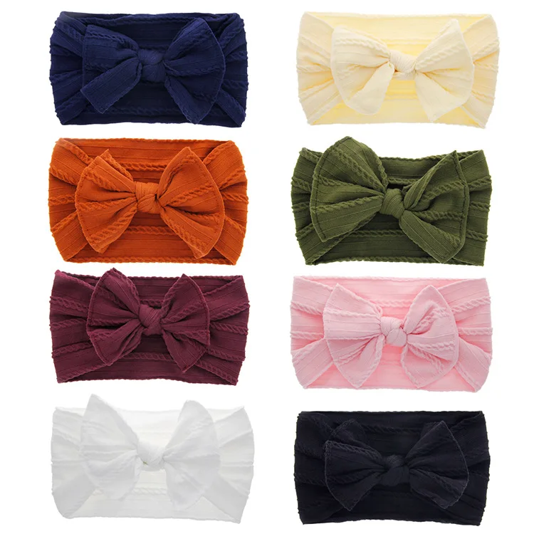 Baby Big Bow Soft Nylon Headbands Flower Print Nylon Turban Hairband Oversize Bunny Bow Headwrap Baby Girl Head Wrap Accessories