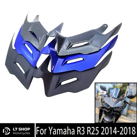 오토바이 부품 공기 역학적 페어링 전면 커버 Yamaha YZF R3 R25 2014-2018 ABS 탄소 섬유 윙