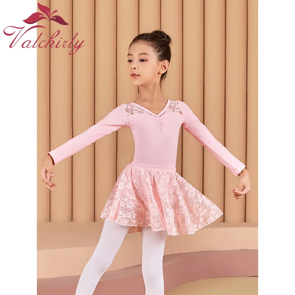 VALCHIRLY Beautiful Girl Cotton Jumpsuit Dance Suit Long Sleeved Lace Exercise Outfit