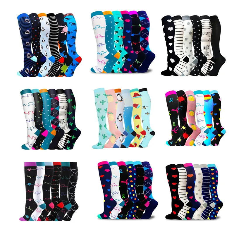 

3/5/6/7 Pairs Compression Socks Women Knee High 30mmHg for Edema Diabetes Varicose Veins Running Sports Compression Stocking