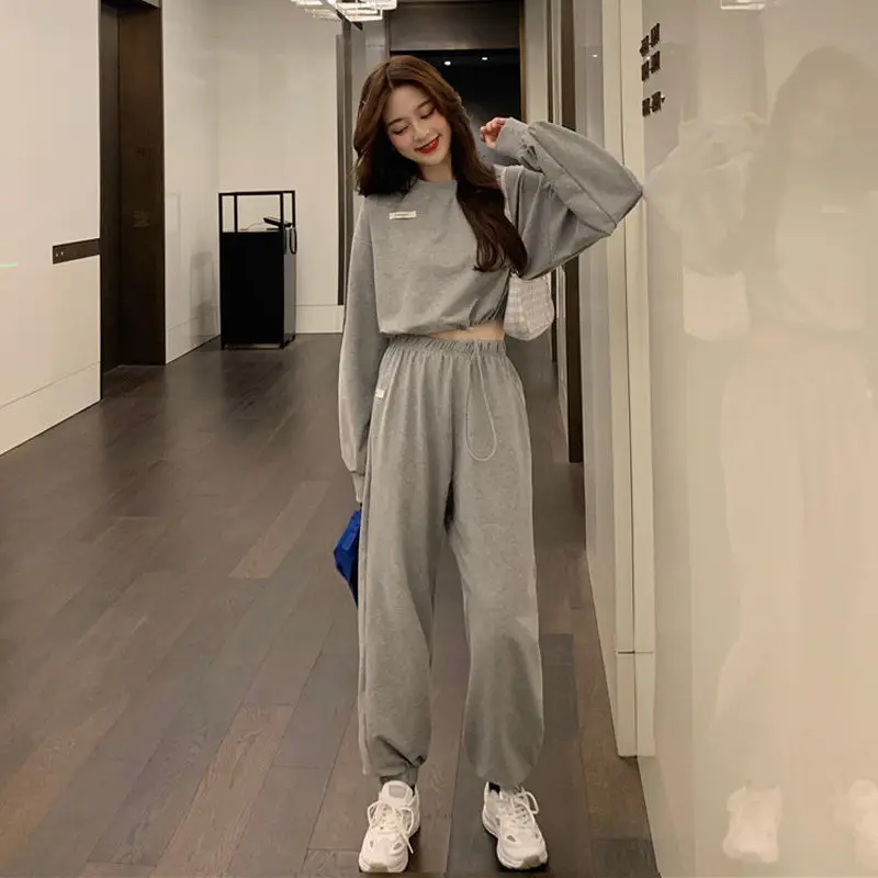 Casual Sportswear Suits Womens Sweatpants Suits 2024 Autumn New Fashion Student Korean Thin Loose Jacket Trousers Two-piece Sets