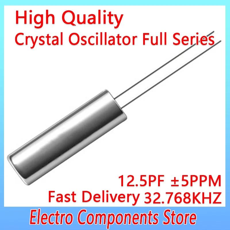 10Pcs/Lot 2Pin 3080 32.768KHz 32.768 KHZ 32.768K Frequency Resonator Oscillator Quartz Crystal Cylender 3*8mm 12.5PF ±5PPM