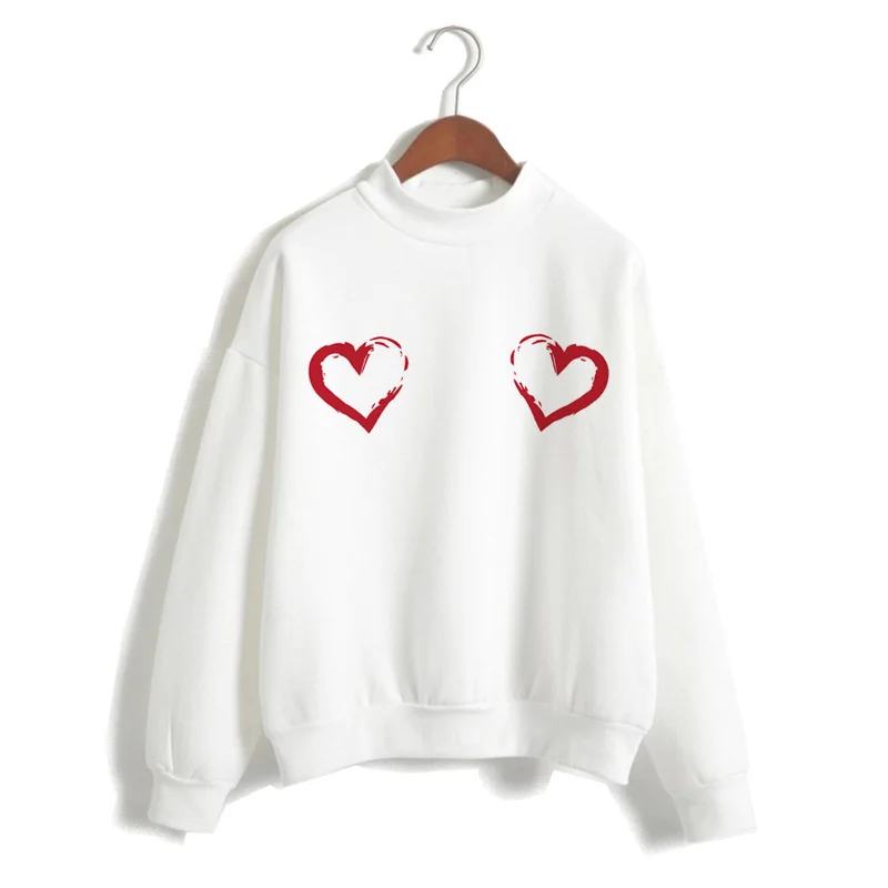 

Women Streetwear Hoodies Clothes Heart Beat Winter Oversized Hoodies Female O-Neck Woman Sweatshirt Heartbeat Autumn