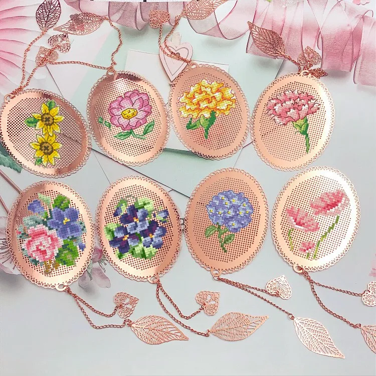 flowers 2 Bookmark Princess DIY Craft Stich Set Cross Stitch Needlework Embroidery Crafts Counted Cross-Stitching Kit