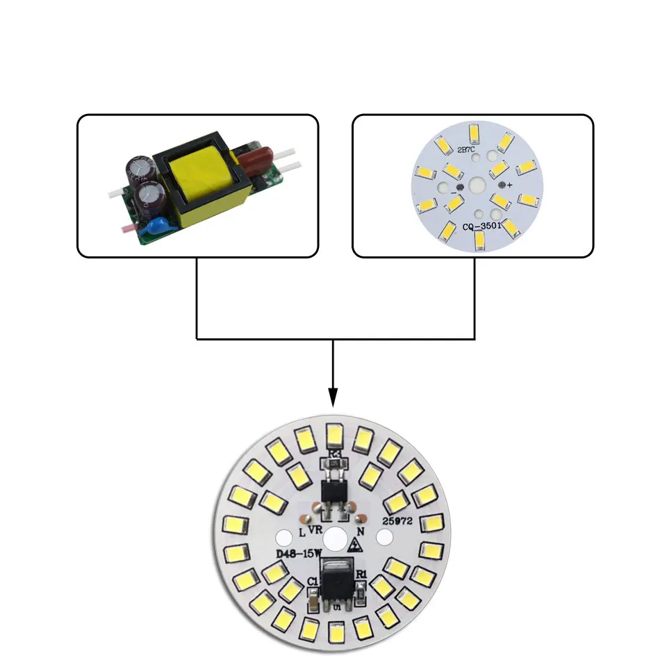 DOB LED Lamp Chip 3W 28mm Input AC 220V  Smart IC Driver Fit For DIY LED Downlights Spotlights LED Bulb