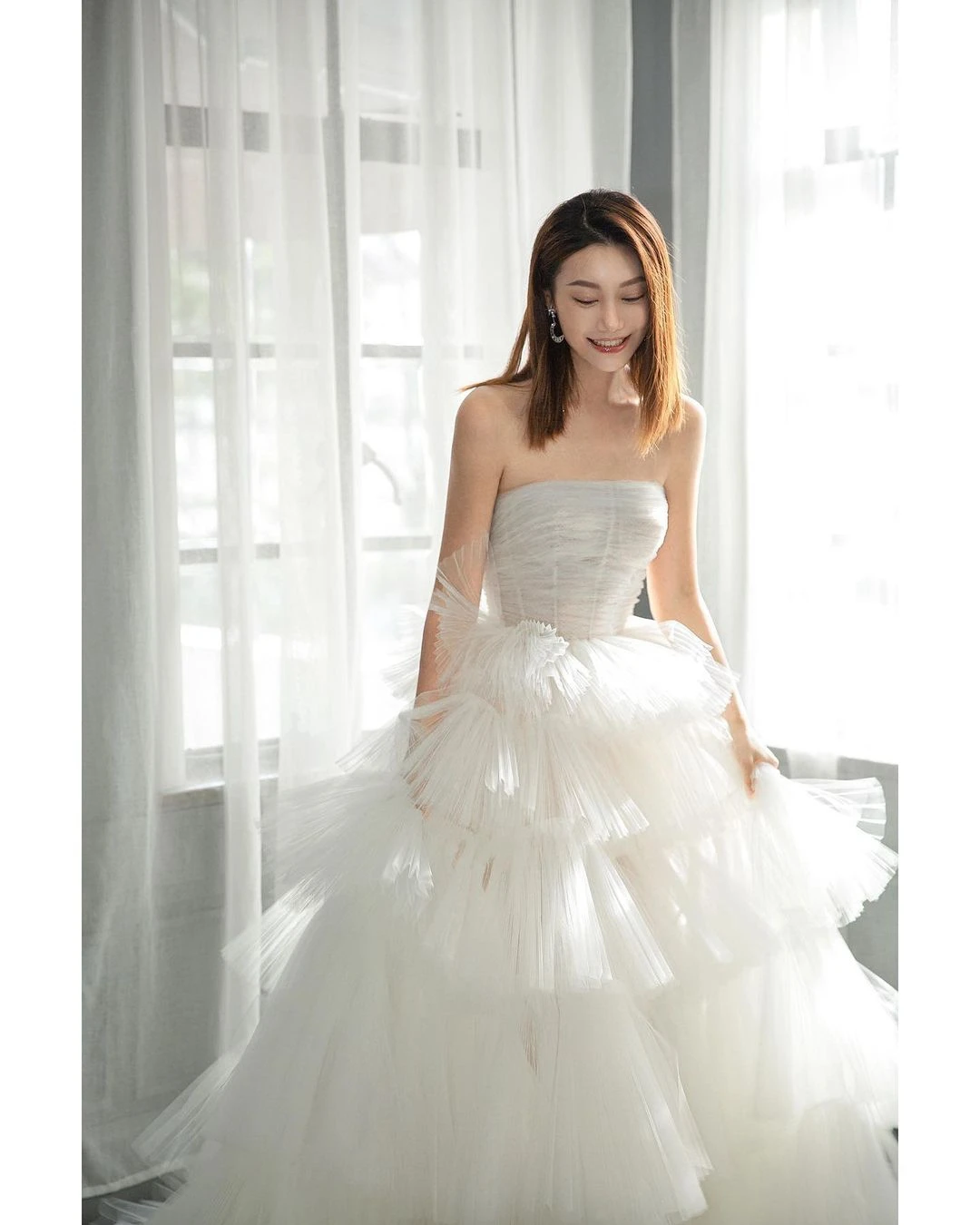 Elegant Bridal Dress Lady Strapless Corset Bodices Multi-layer Cake Evening Dress Ruffle Tulle Prom Dress Long 2023 Plus Size