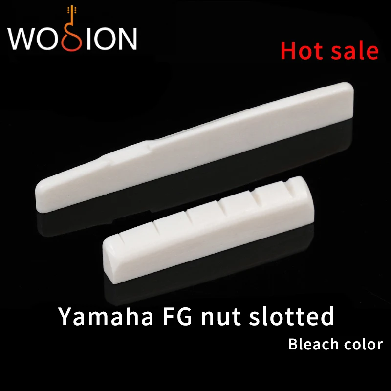 Wosion Bovine bone bleached Acoustic guitar and Classical guitar nut slotted, upper and lower nuts slotted in various sizes,