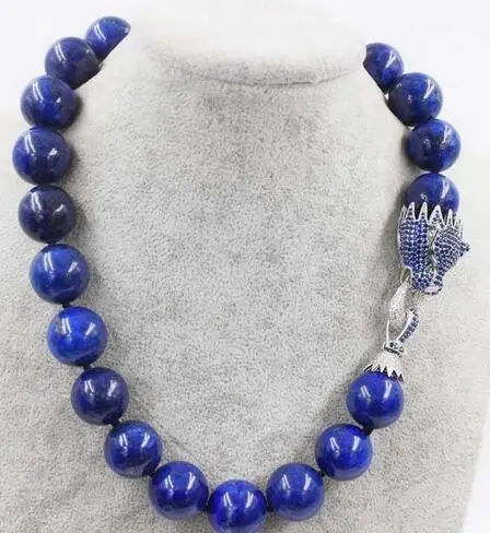 

lapis lazuli round 16 mm leopard clasp necklace 18" nature wholesale beads