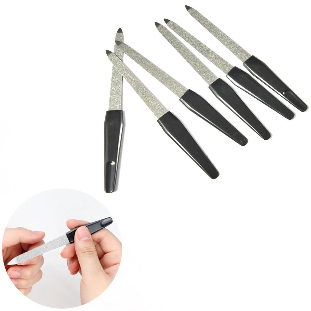 5PCS/Set Metal Double-Sided Nail Files Black Handle Strong Edge Manicure Sharpening Nail Grooming Beauty Pedicure Nail Files