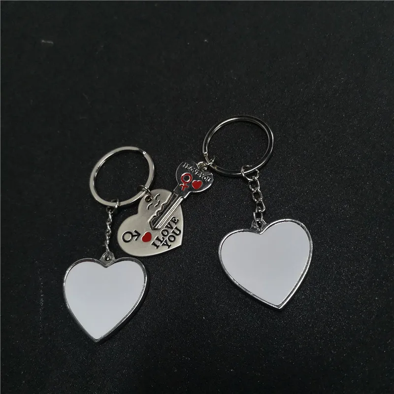 

sublimation blank heart keychains hot transfer printing key ring consumables two sides printed 8pieces/lot