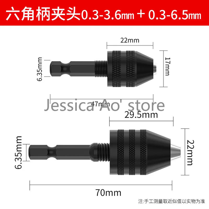 0.3-8Mm Ba Hàm Chuck 6.35Mm Lục Giác Tay Cầm Nhanh Kẹp Chuck Xoắn Bit Truyền Đến Điện mũi Khoan Chuck