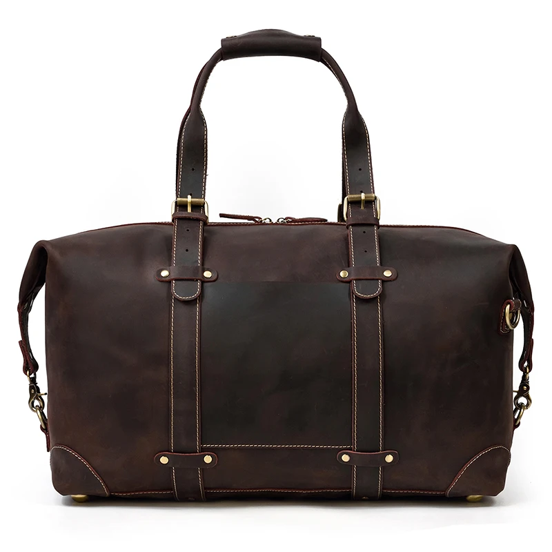 Sac de voyage Vintage en cuir véritable pour homme, fourre-tout en peau de vache, pour le week-end, grand format, 100%