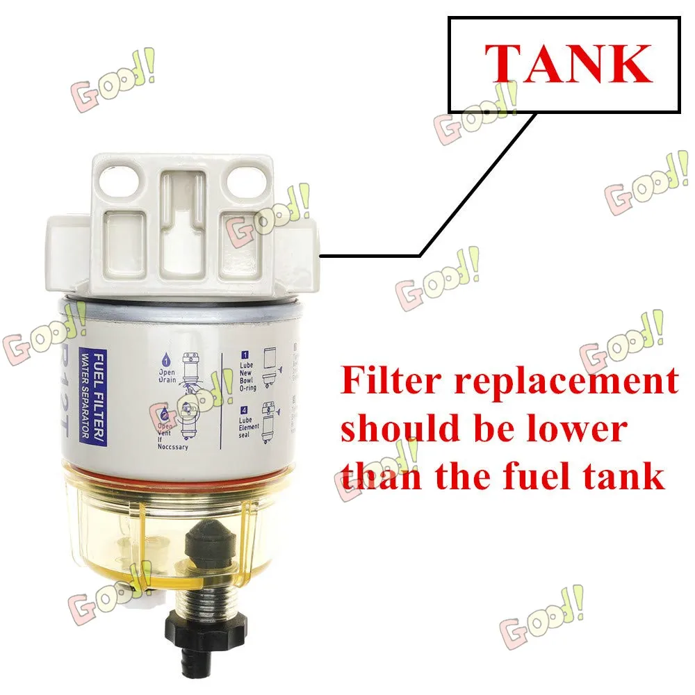 R12T Fuel Filter/Water Separator 120AT NPT ZG1/4-19 Automotive Parts Complete Fits Diesel Engine(Include Four Fittings)