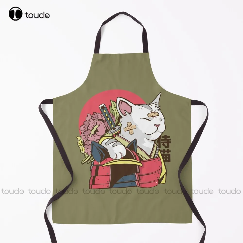 New Samurai Warrior Cat Apron Garden Kitchen Household Cleaning Personalized Custom Apron For Women Men Unisex Adult