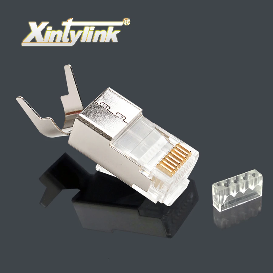 

xintylink cat8 cat7 rj45 connector ethernet cable plug rj 45 cat6a male network shielded cat7a 8P8C stp lan modular jack 50u