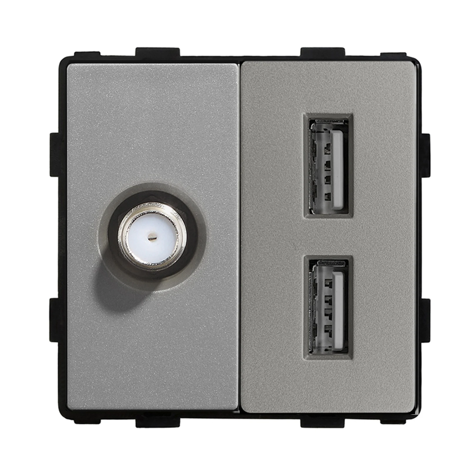 Bseed EU UK Russia Standard USB TV Satellite Computer Socket Panel With Crystal Glass Frame Grey DIY Parts