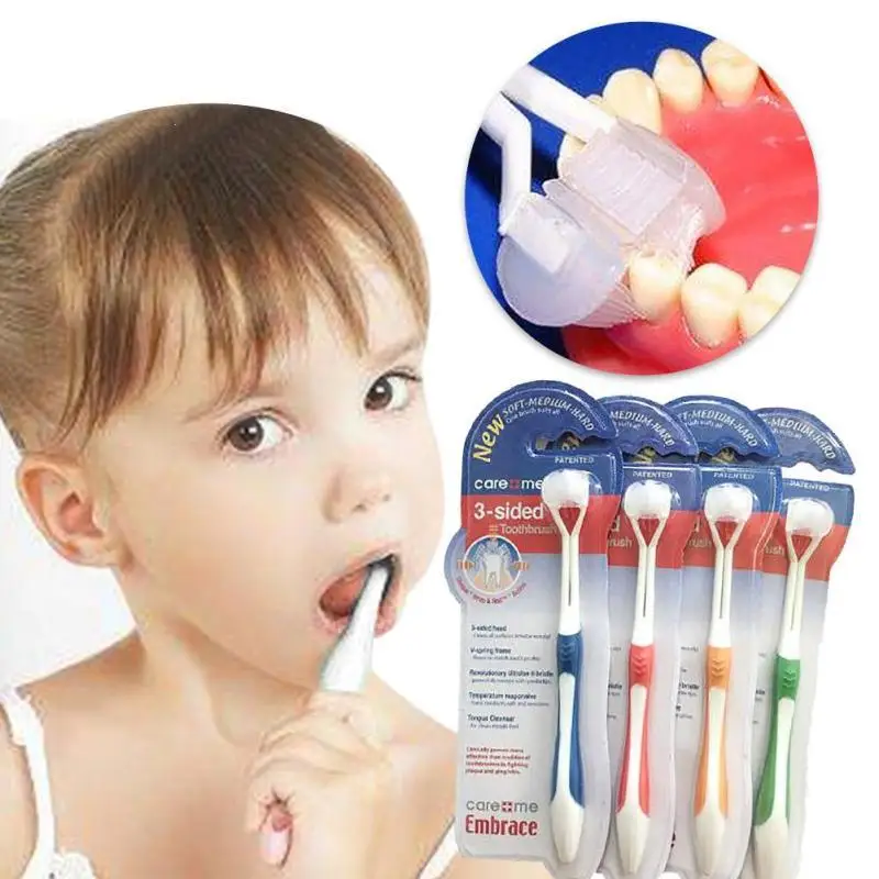 

2022 1PC Creative Baby Toothbrush Three Sided Safety Soft Brush Children Oral Hygiene Care Teeth Brushes kinderen tandenborstel