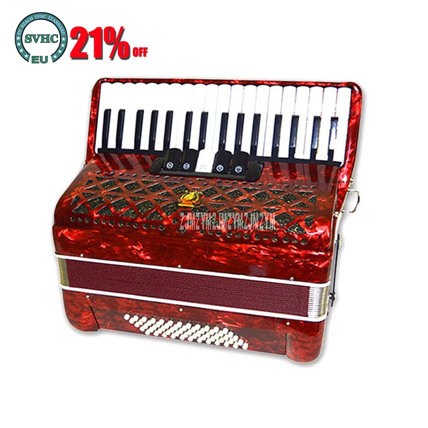 Professional Acoustic Accordion Wood Structure 34-Key 60 Bass Button Accordion Beginner Musical Instrument Equipment YW-823