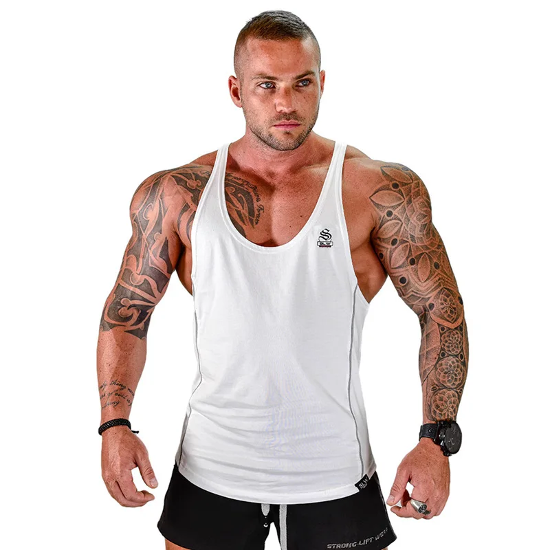 The high quality new Mens Bodybuilding Tank top Gyms Fitness sleeveless shirt  Cotton clothing Fashion Singlet vest Under shirt