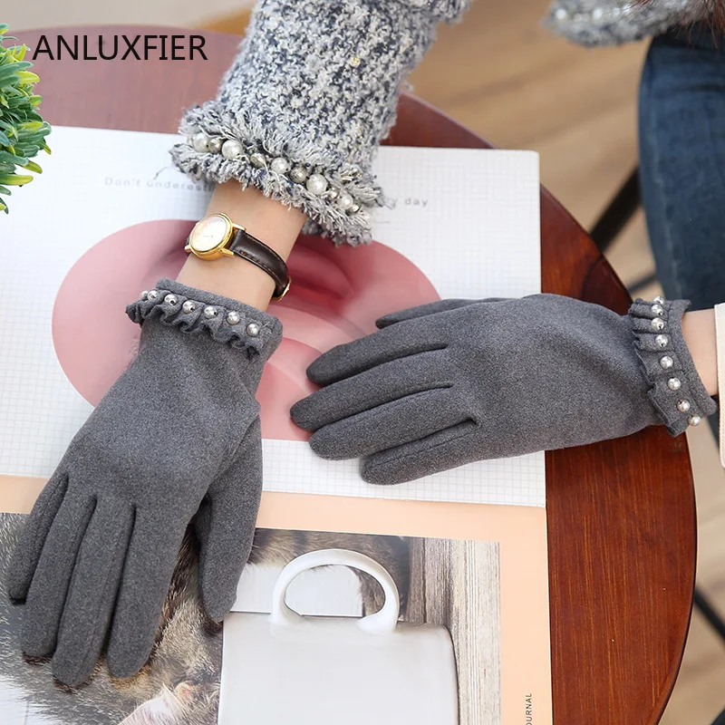 

H9885 Korean Women Gloves Fashion Windproof Warm Thin Outdoor Mittens Autumn Winter Cycling Driving Simple Students Hand Muff