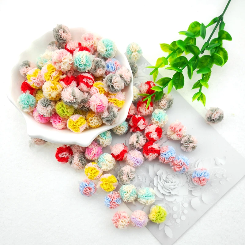 Elastische Blumenkugel aus Netzstoff für Kinder, Haarspangen-Accessoires, künstliche Stoffblumen, 1,5 cm, 100 Stück pro Packung. – Detail 11