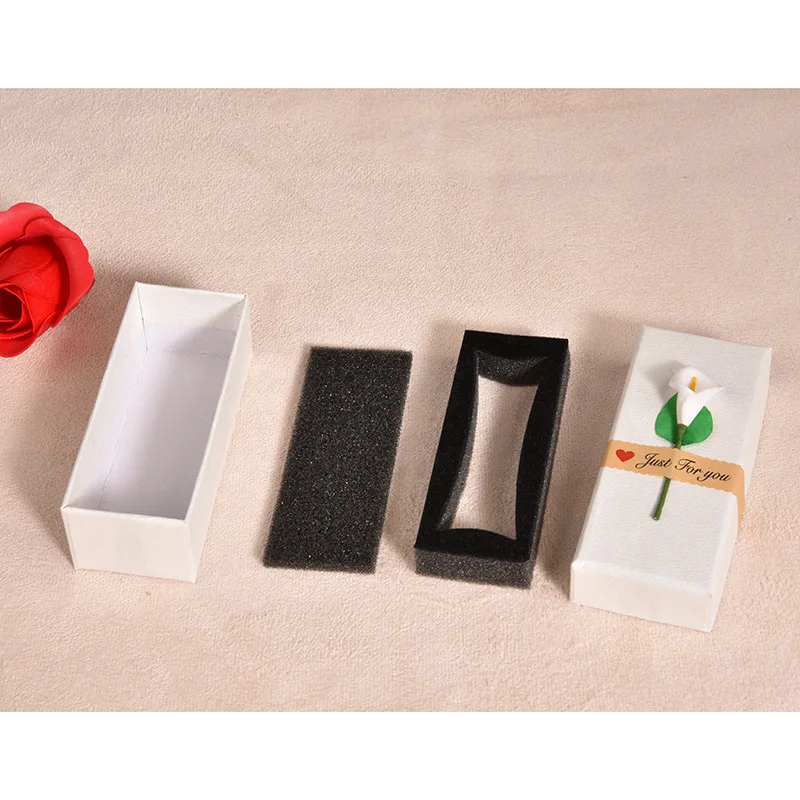 12Pcs White Kraft Paper  Lipstick Perfume Bottle Jewelry Packaging Boxes High Quality With Flower Necklace Ring Box Dropshipping