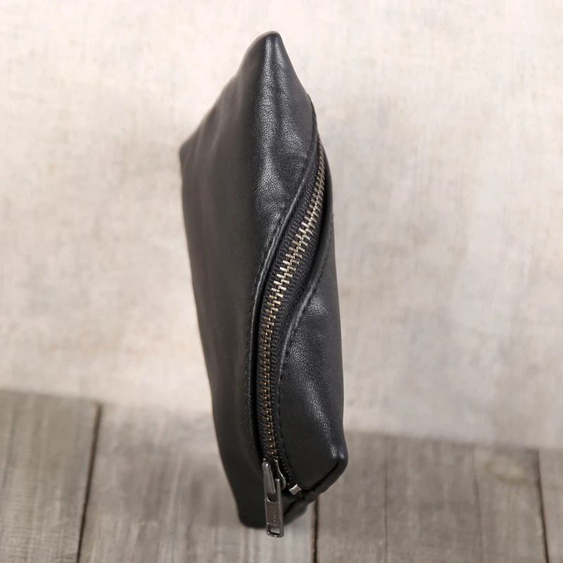 Storage Coin Purses Cowhide Leather High Quality Small Credit Card Wallets Zipper Simple Mini Money Bag