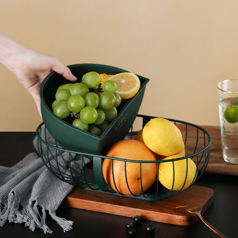 Creative Modern Hollow Fruit Basket Living Room Home Style Storage Basket Coffee Table Snack Tray Iron Fruit Tray