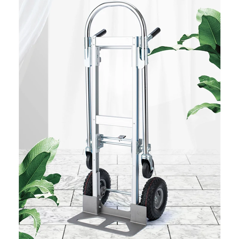 Przenośny wózek logistyczny ze stopu aluminium wózek na zakupy płaski wózek na zakupy przyczepa składany wózek może wytrzymać 250kg lub 350kg