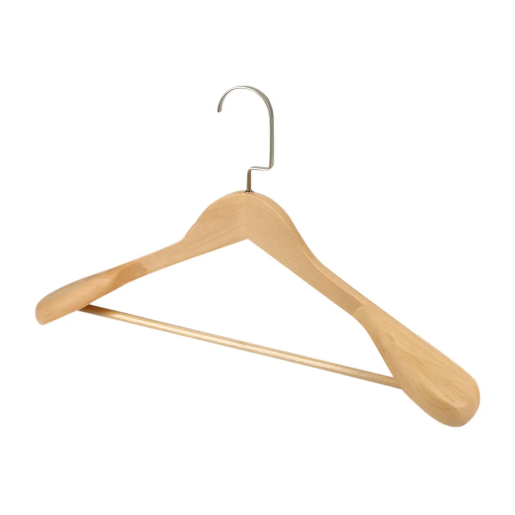 

High-Grade Hanger Wide Shoulder Wooden Coat Clothes Shirts Hanger Groove Heavy Duty Strong Suit Hanger Espace De Rangement BT