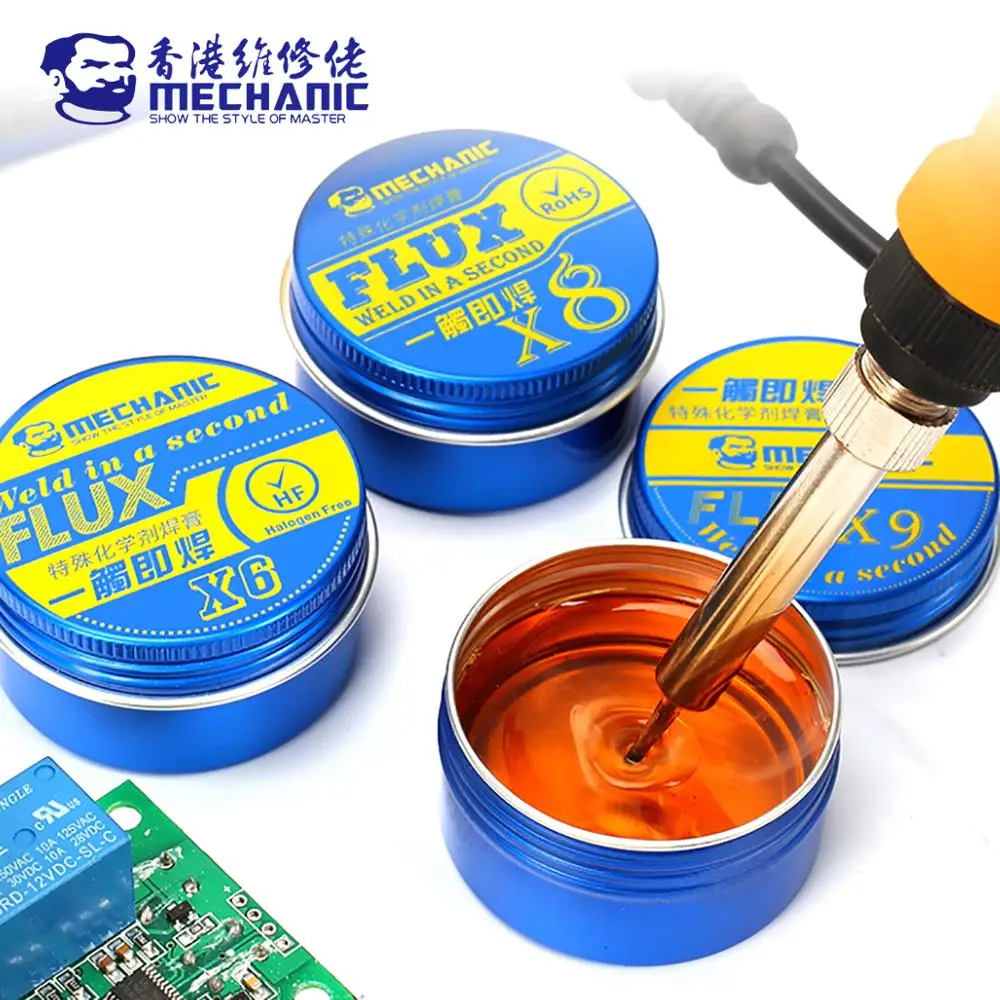 MECHANIC X Series Imported Mild Rosin Halogen & Lead-Free Solid Welding Flux No-Clean Soldering Paste for PCB Board BGA Repair