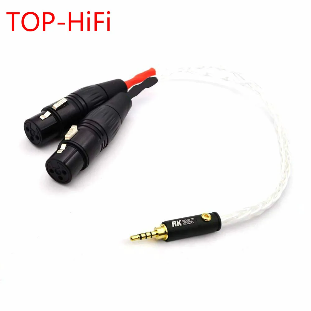 

TOP-HiFi 10cm 8 Cores Silver Plated 2.5mm TRRS Balanced to 2x 3pin XLR Female Audio Adapter Cable for AK240 AK380 AK320