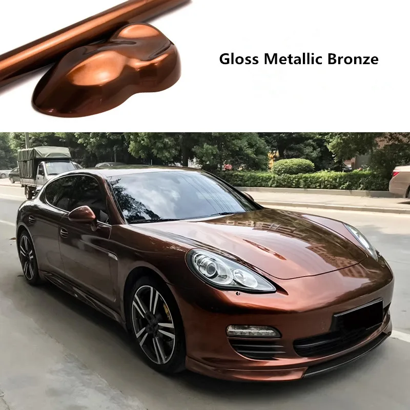 SUNICE Ultra Gloss Vehicle Wrapping Car Vinyl Wraps Glossy Metallic Bronze Car Skin Sticker Decals Film Air Release Decoration