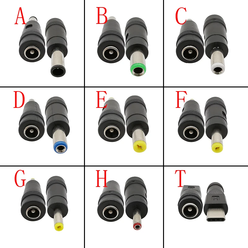 Fêmea para Adaptador de Tomada de Alimentação Portátil Masculino, Conectores DC, 5.5x2.1mm, 5.5x2.5, 5.5x1.7, 6.0x4.4, 6.3x3.0, 4.8x1.7, 4.0x1.7, 3,5x1,35 milímetros, 5 PCes