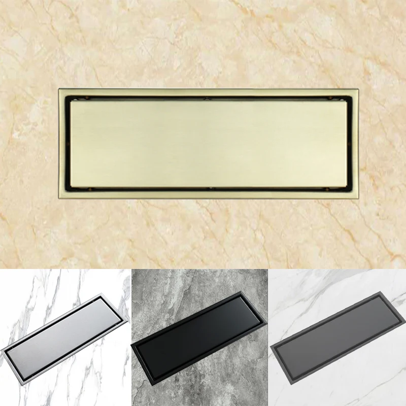 Bathroom Floor Water Drain with Removable Cover Brushed 304 Stainless Steel Black Gold Matt Gun Metal Grey Hidden Concealed