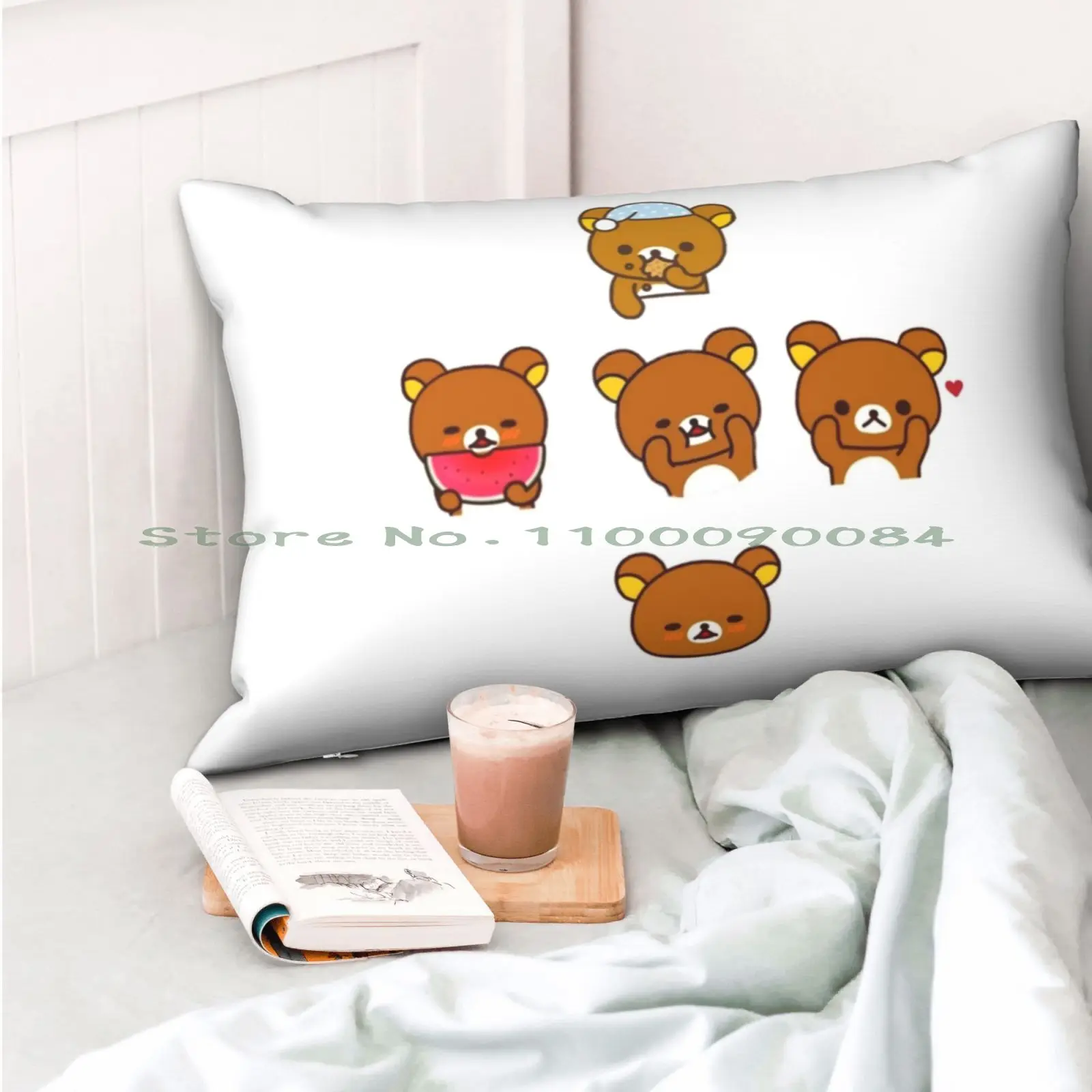 Rilakkuma-funda de almohada para niños y niñas, 20x30, 50x75, sofá, dormitorio, acabado él, juego de videojuegos, tendencia de lucha, divertido ventilador