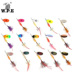 W.P.E NEW Spoon Lure 1pcs 13.5g/22g Spinner Lure Metal Fishing Tackle Hard Lure Wobblers CrankBaits Feather Hooks Carp Fishing