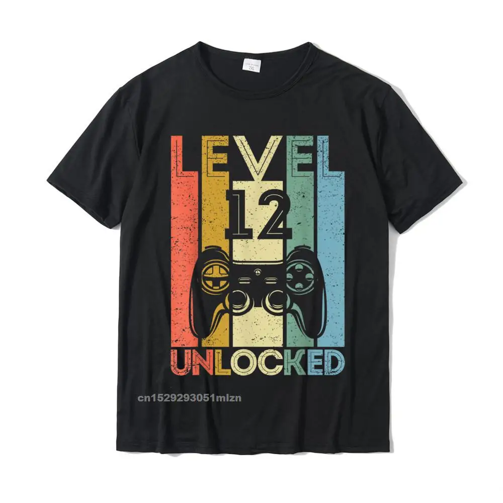 

Level 12 Unlocked Shirt Funny Video Gamer 12th Birthday Gift T-Shirt Summer T Shirt Faddish Cotton Men's Tops & Tees Fashionable