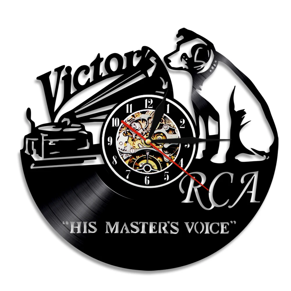 Puppy And His Master Voice Vintage Gramophone Record Wall Clock Music Studio Decor Dog Laser Cut Album Vinyl Record Wall Clock