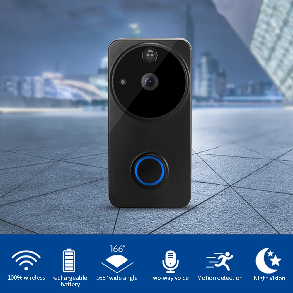 المنزل الذكي جرس باب يتضمن شاشة عرض فيديو لاسلكي Wifi1080P كاميرا غطاء مقاوم للماء الأشعة تحت الحمراء عن بعد تسجيل الأمن مراقبة دعوة الجرس