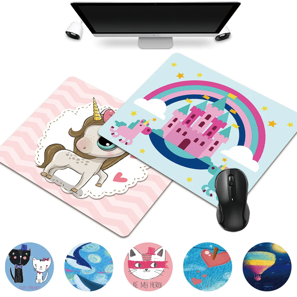 

Smooth Gaming Mousepad Cute Cartoon Pattern Series Anti-skid PU Leather Mouse Mat Small Home Office Computer Portable Mouse Pad