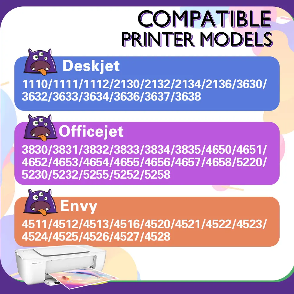 Printjoy Ink Cartridge Remanufacture For HP 302 HP302 XL Deskjet 4511 4512 4513 4516 2131 2132 2134 2136 2131 Printer