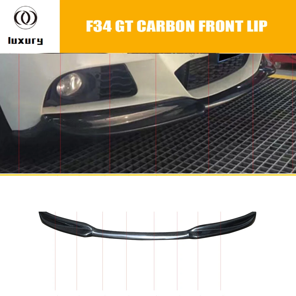 V Style Carbon Fiber Front Bumper Chin Lip for BMW F34 3GT 320 328 335 340 GT with M Sports Bumper 2014-2020