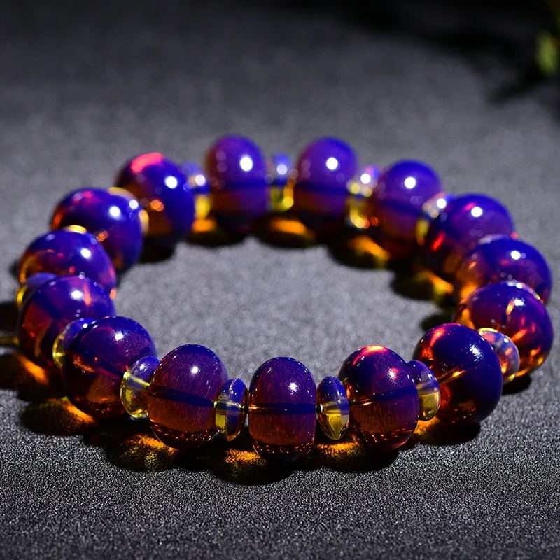 

Natural Burma Blue Amber Beads Bracelet Violet Wax Abacus Women Men Crystal Fashion 13mm 16mm Stone AAAAA