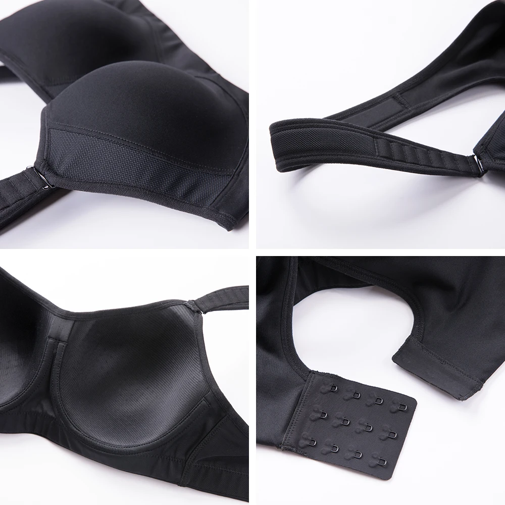 SYROKAN  Women Bras Workout High Impact Full Support Underwire Padded Contour Plus Size Bra Underwear