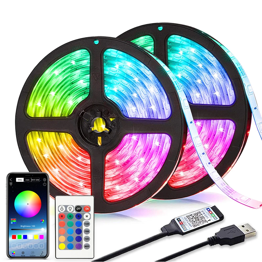 LED Strip Light Luces RGB 2835 Bluetooth Control 5V USB Flexible Lamp Tape For Festival Fita Bedroom Tira TV Backlight Decor Luz